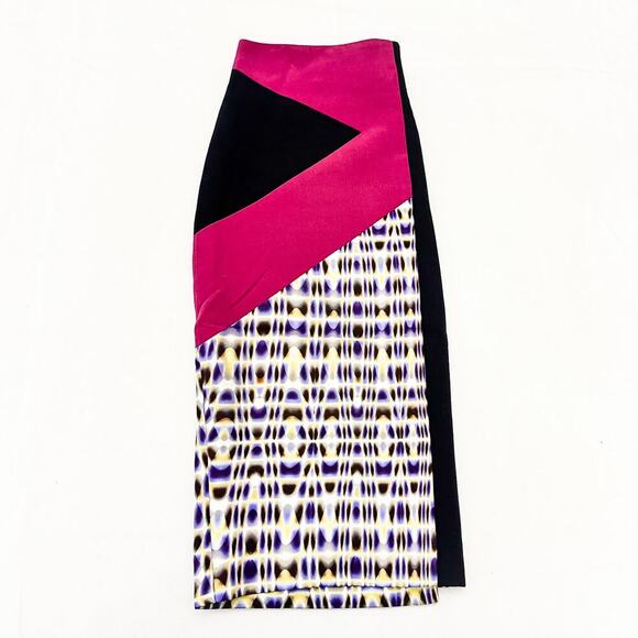 Rachel Roy Patterned Pencil Skirt Asymmetric Form Fitting Design Size 8 - Picture 5 of 5